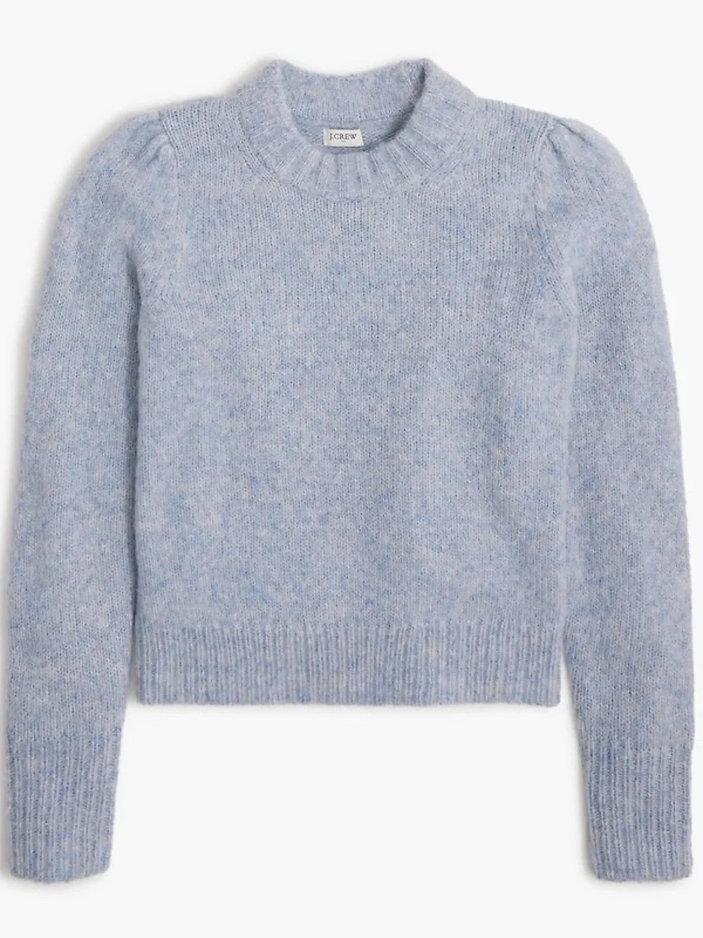 J. Crew Puff-Sleeve Alpaca Blend Crew Neck Sweater Heather Frosted Gray Size XL